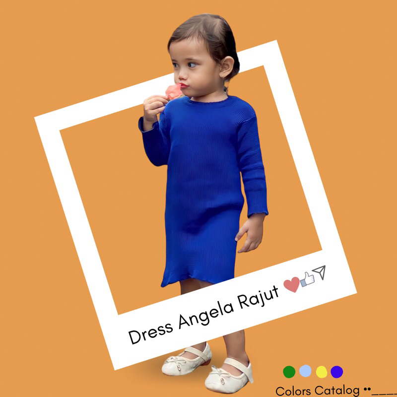 Hallybaba Kids - Knite Dress Angella Anak (1-7th) Rajut Tangan Panjang