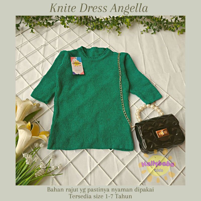 Hallybaba Kids - Knite Dress Angella Anak (1-7th) Rajut Tangan Panjang