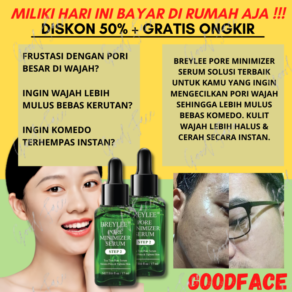 Pengecil PoriPori Wajah BREYLEE  Pore Minimizer Serum Step 2 - Mengencangkan , Mengecilkan Pori , &amp; Mengontrol Minyak Wajah (17ml)