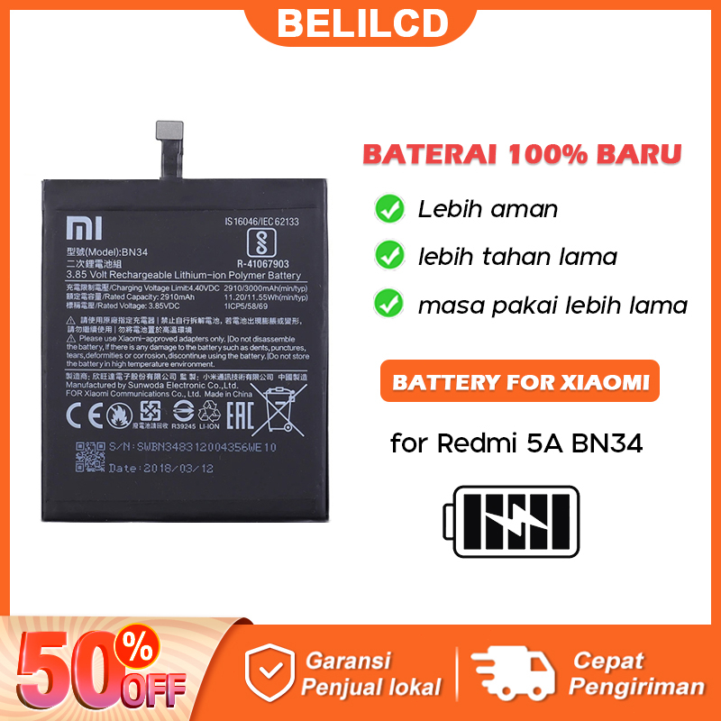 [100% Baru] Baterai Battery Batre Xiaomi Redmi 5A ORIGINAL