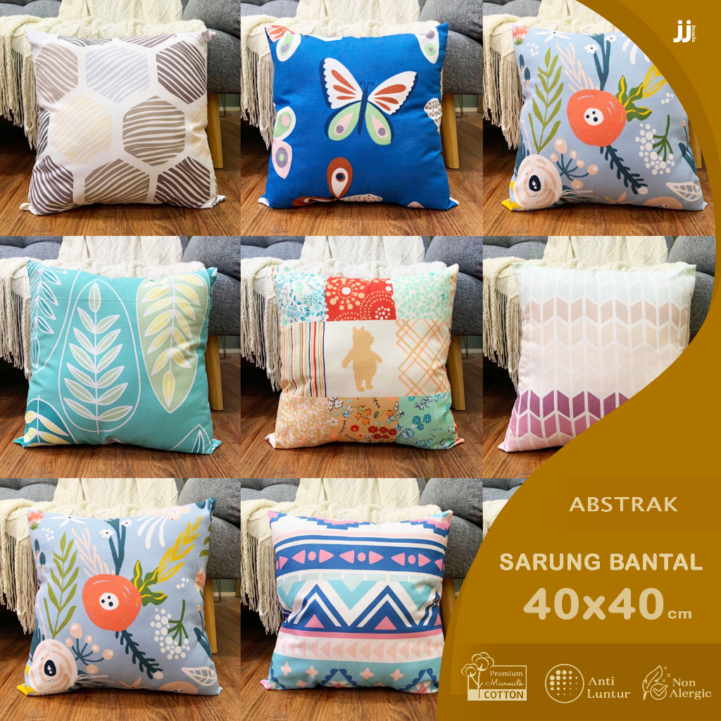 SARUNG BANTAL SOFA PRINT MOTIF ABSTRAK PATTERN 40X40 CM