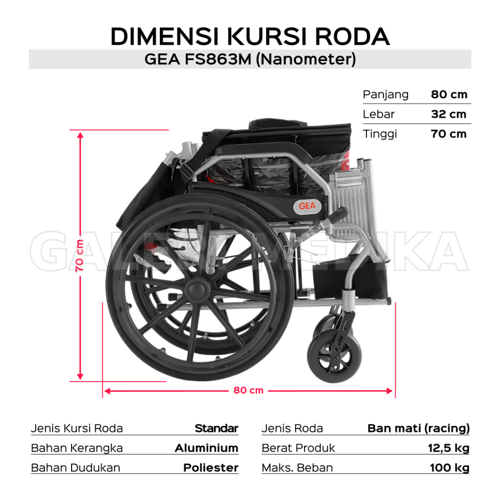 Kursi Roda GEA FS 863M Aluminium Nanometer / Wheel Chair GEA FS863M