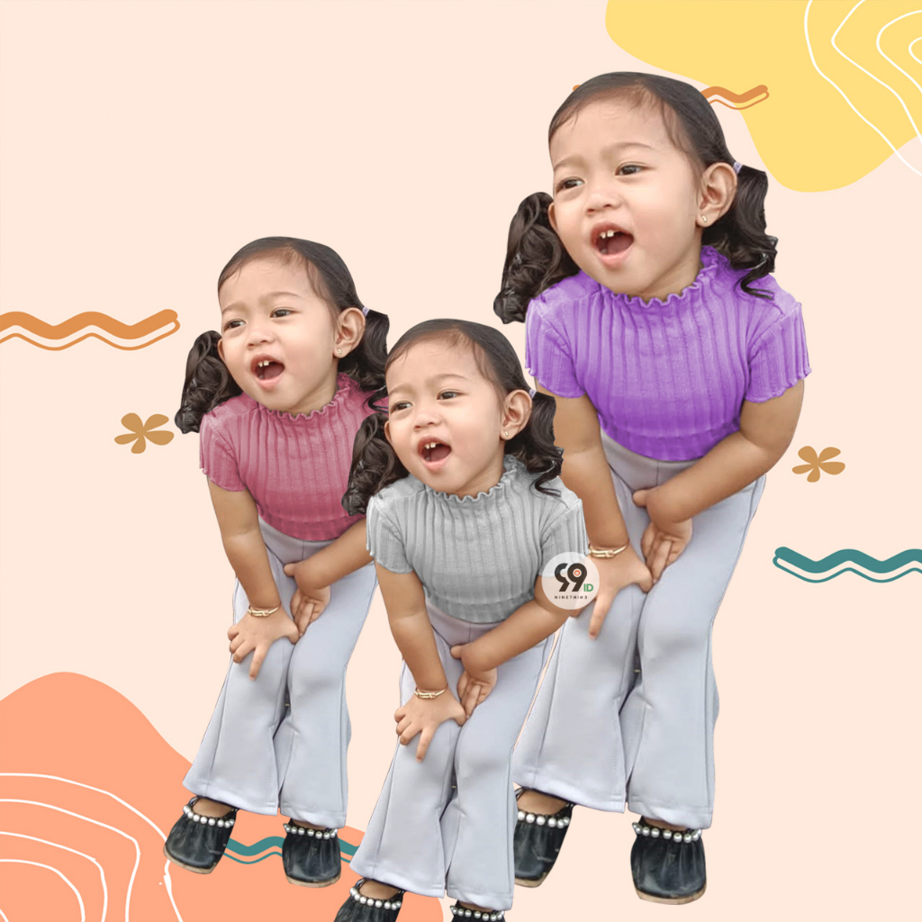 Baju Kaos Rajut Anak Perempuan LIZA 1-5th lengan pendek gaya korea PROMO