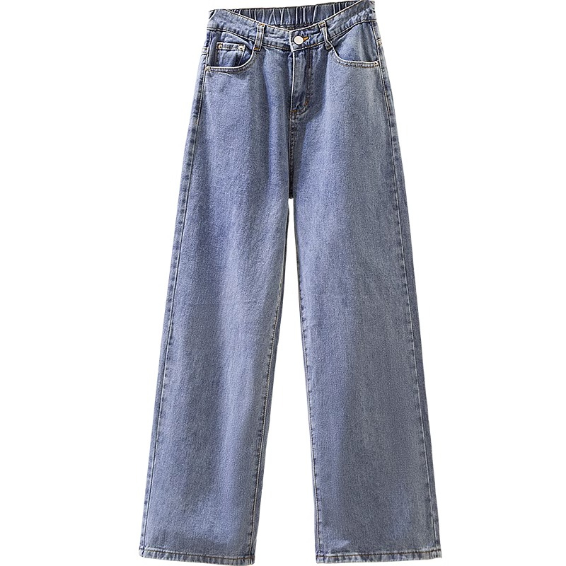 Karet Jeans Hot Sale /Highwaist Straight Loose Celana Jeans Wanita