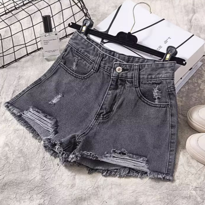 CEWEK_ID OOTD Celana pendek jeans wanita sobek ripped highwaist hot pants wanita korea kekinian shorts pants jumbo ootd