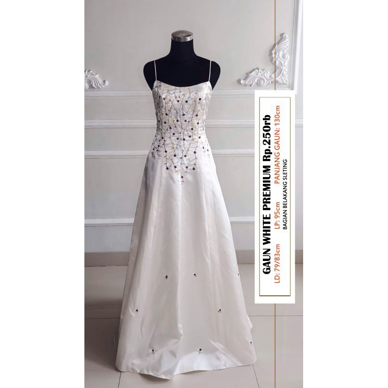 (GRATIS ONGKIR) GAUN WHITE PREMIUM 1/GAUN PESTA PRELOVED/GAUN PESTA BEKAS/GAUN EVENING/GAUN MOM SECO