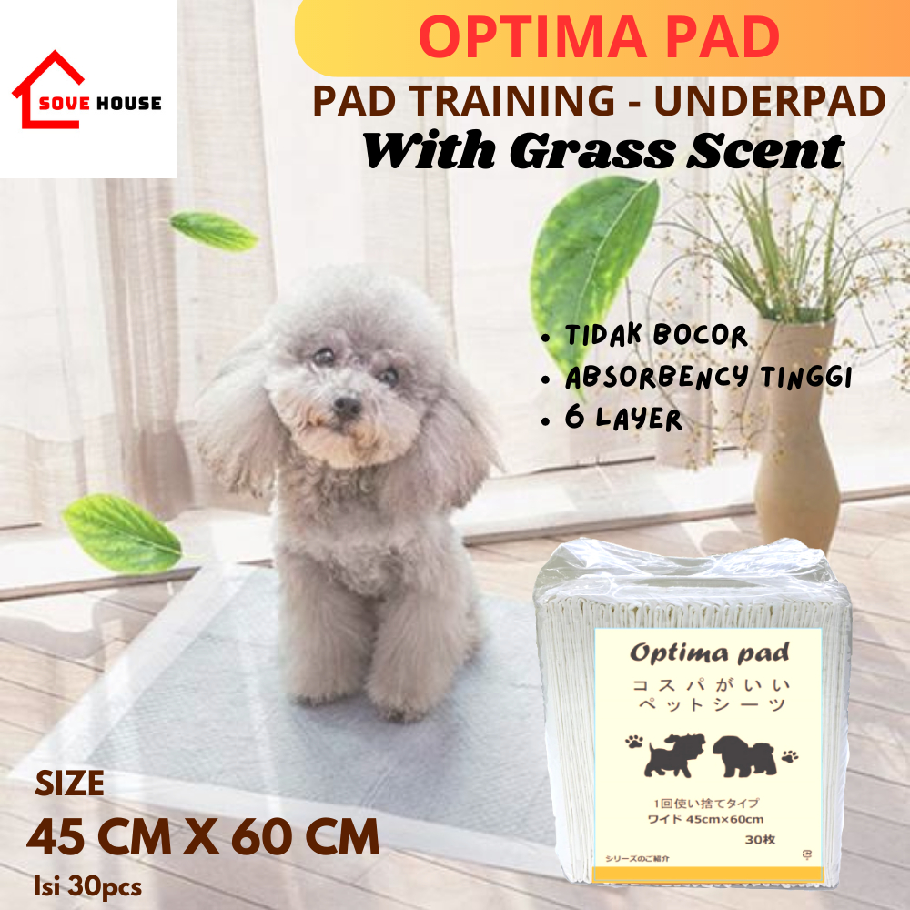 Underpad Training Pad Alas Pipis Anjing Kucing Kelinci Perlak Merek OPTIMA PAD Uk. 45cm x 60cm 1 Pac