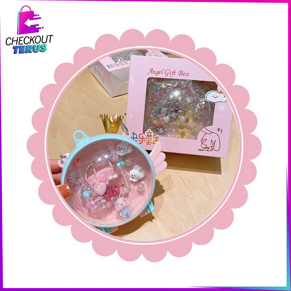 CT C876 Gift Box Set Aksesoris Perhiasan Motif Kartun Anak Perempuan Kalung Ikat Rambut Set Jepitan Rambut Karakter Hair Clip Kado Ultah Anak Import