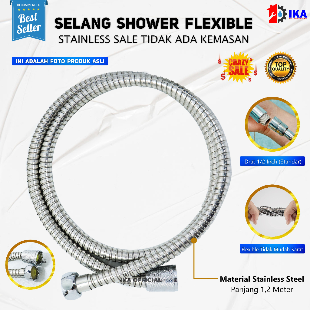 Selang Fleksibel Hand Shower Shower Hose Selang Kamar Mandi 150cm kedeng original 100% berkualitas