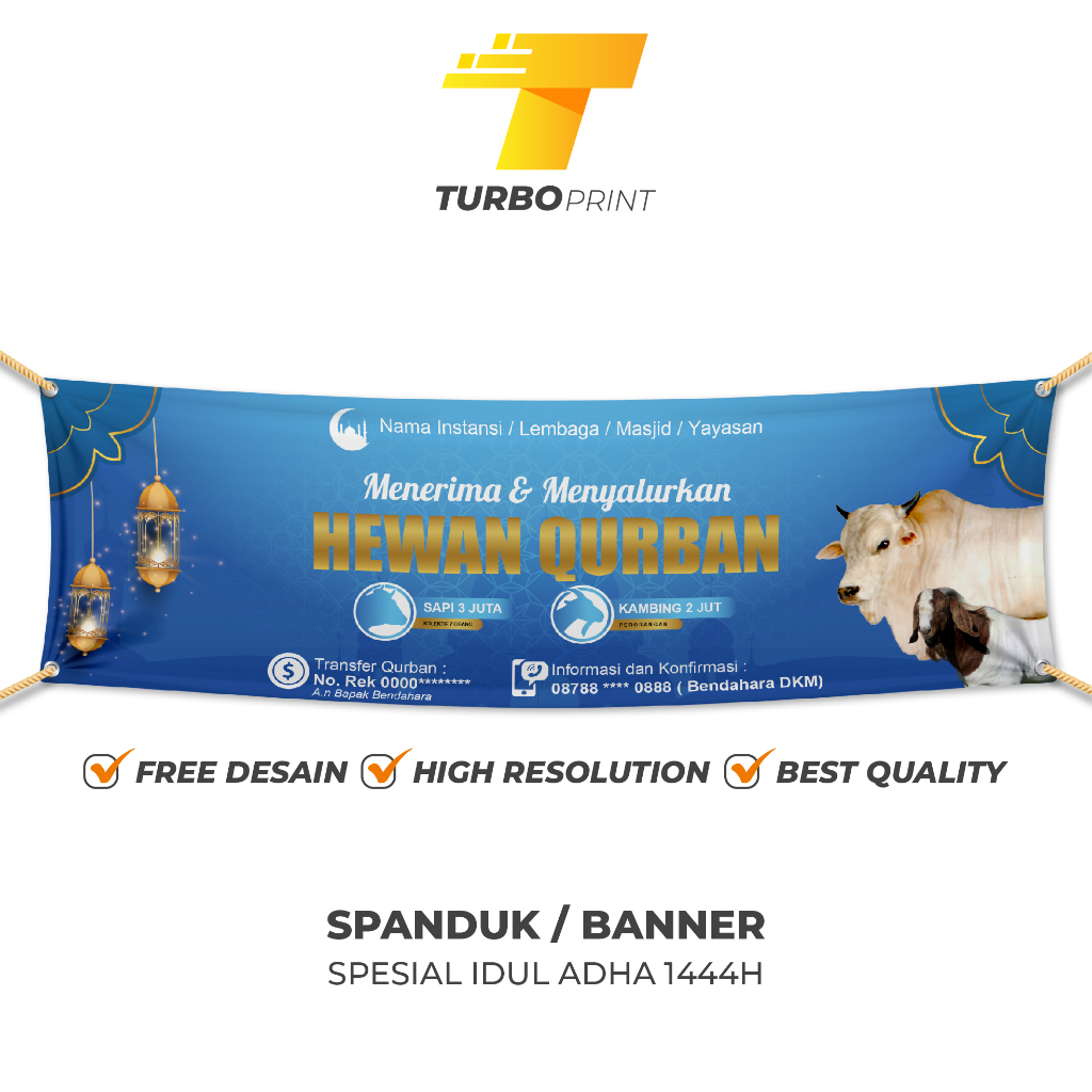 CUSTOM SPANDUK SPESIAL IDUL ADHA - BANNER FLEXY CHINA MURAH BERKUALITAS