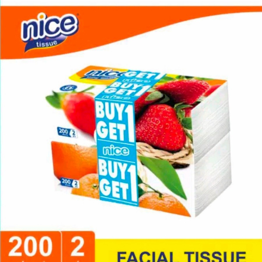 Tissue Nice Facial 200 Sheets 2 ply ( Buy 1 Get 1 Free )  / Tisu Wajah Soft Pack 200 sheet 200s lembut serbaguna