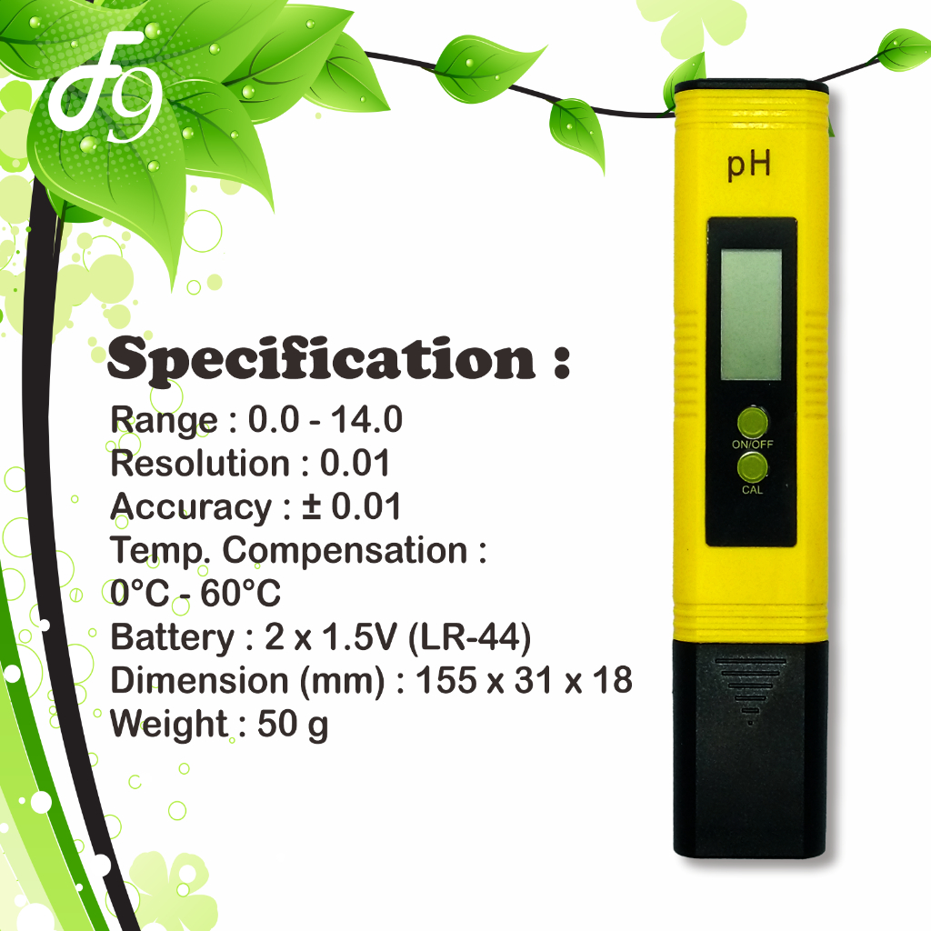 pH Meter Digital - Pengukur Keasaman Larutan Nutrisi Hidroponik - Aquarium - Aquascape - Kolam - Air