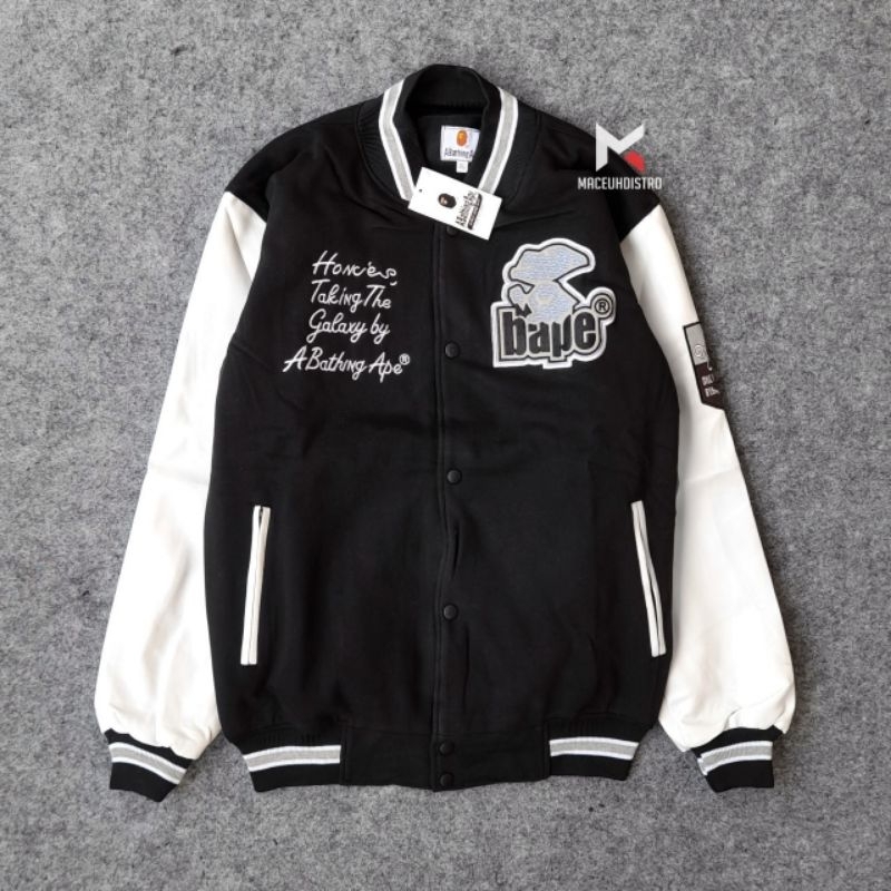 JAKET VARSITY  BAPE JAKET BAPE BISBOL JAKET BOMBER - FULLTAG + LABEL IMPORT PREMIUM JACKET BOMBER JA