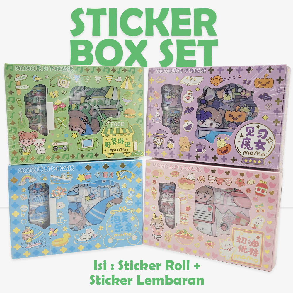 

Viral Sticker Box Ukuran Kecil 4 Sticker Roll + 10 Sticker Lembaran PVC Anti Air - Stiker Box Mini Anak
