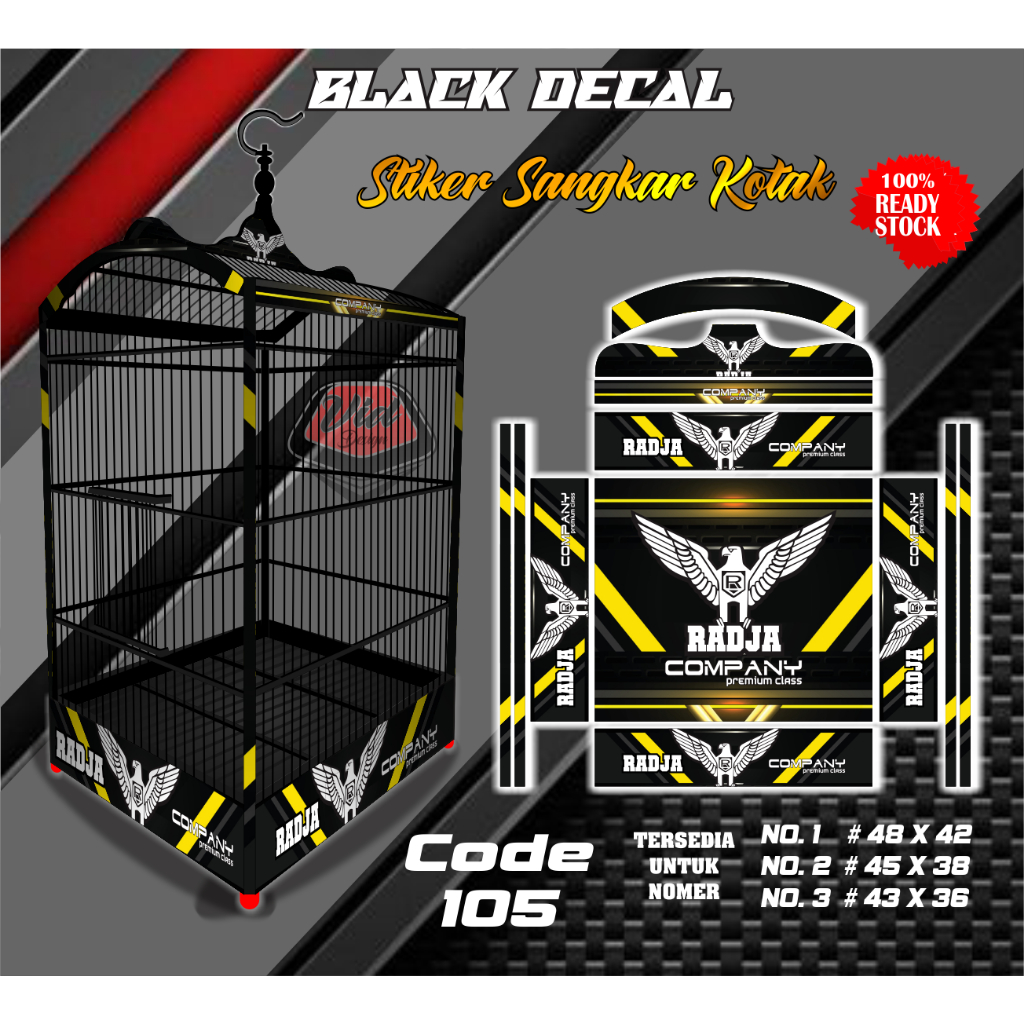 Decal Stiker Sangkar Kotak Kacer Cucak Ijo Motif Raja No 1 2 3