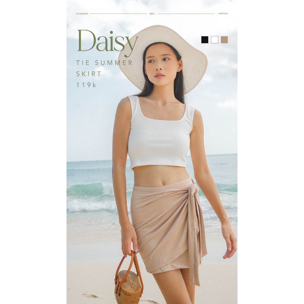 Daisy Tie Summer Skirt ---- Ocha Wear | Rok Pendek Wanita | Casual Beach Wear | Holiday Resort Wear