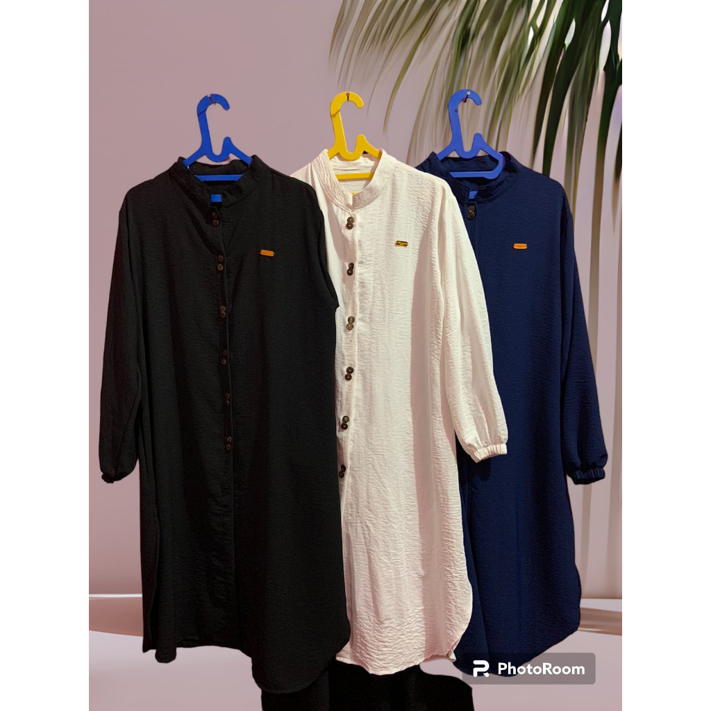 TUNIK FULL KANCING BAHAN CRINKLE