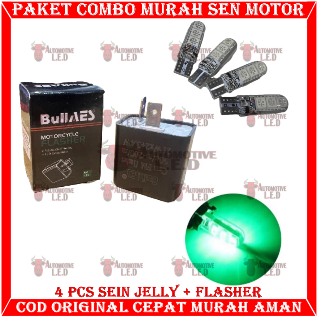 ORIGINAL COMBO PAKET HEMAT MURAH LAMPU SEIN MOTOR T10 JELLY FREE FLASHER SEIN | LAMPU SENJA MOTOR LAMPU SEN MOTOR