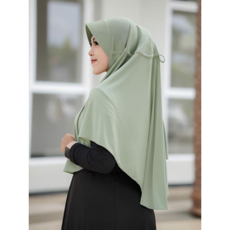 Jilbab instan Jersey Serut Jumbo
