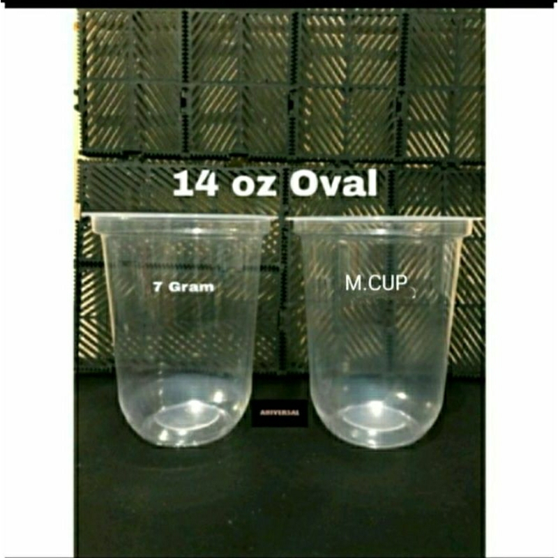 1 DUS 14 Oz OVAL ( M CUP)  7 GRAM GELAS PLASTIK/CUP PLASTIK