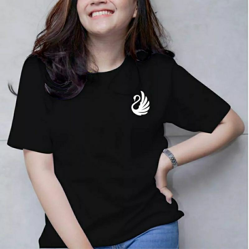 Kaos Oblong wanita logo Swan angsa cute