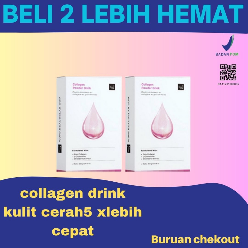 PROMO Asli 2 BOX BEAUDELAB Minuman Kolagen Pemutih Badan Cepat Viral 2023/ Collagen Drink