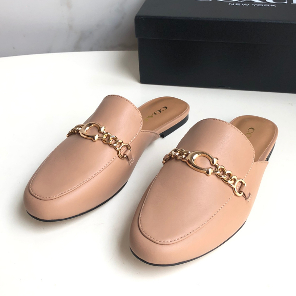 SCH06  coach original slippers shoes flat shoes leather material  xie