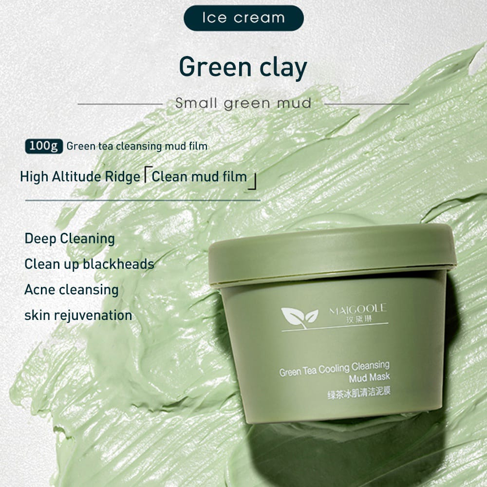 [ORI] Green Tea Clay Mask MAIGOOLE Masker Wajah Masker Komedo Mud Mask