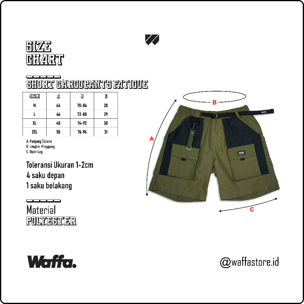 Celana Pendek Cargo Fatigue Waffa Hitam Army