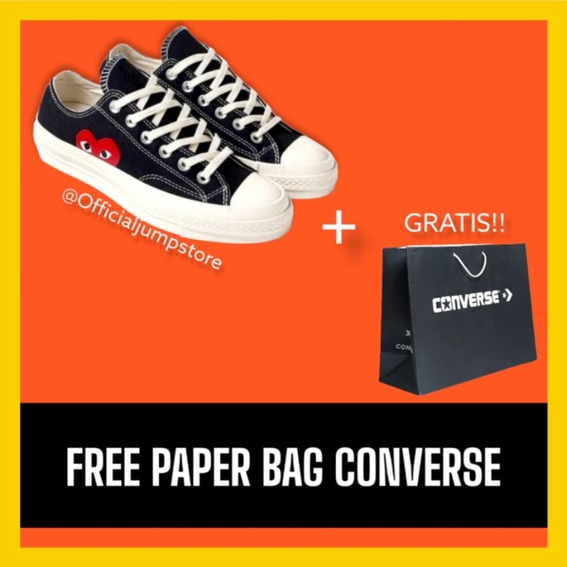 [BISA COD] CONVERSE CDG PLAY BLACKWHITE LOW PREMIUM