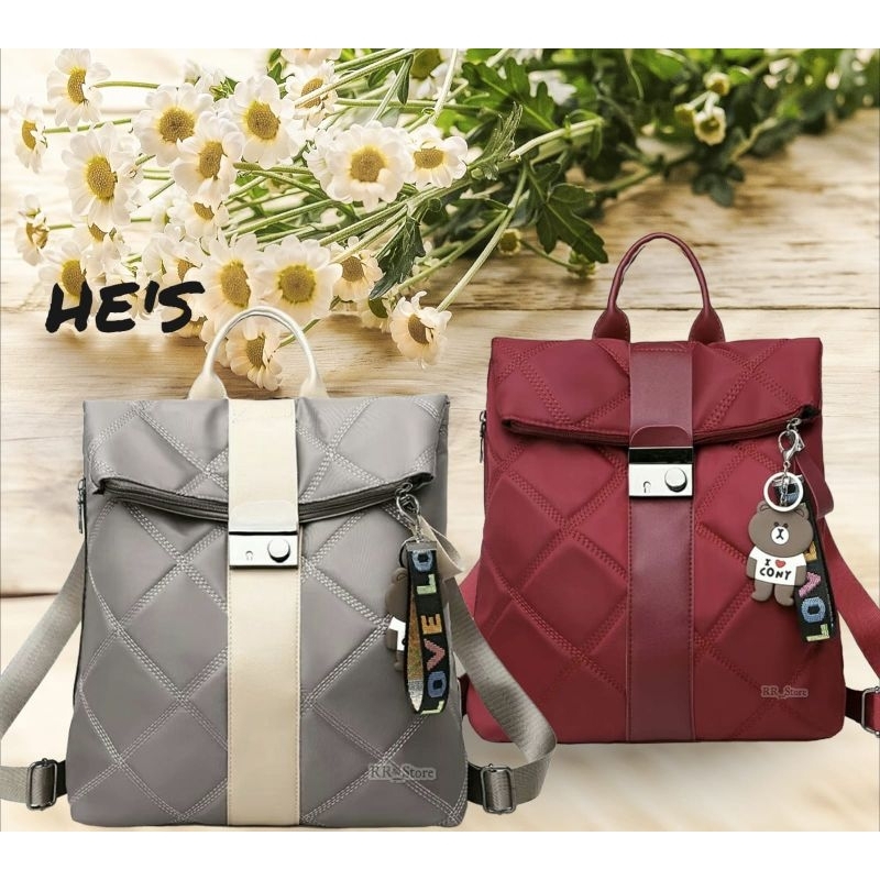 COD√ Tas Besar Laptop Ransel Cewek Merah Backpack Korea WANITA IMPORT FASHION BATAM Kualitas bagus