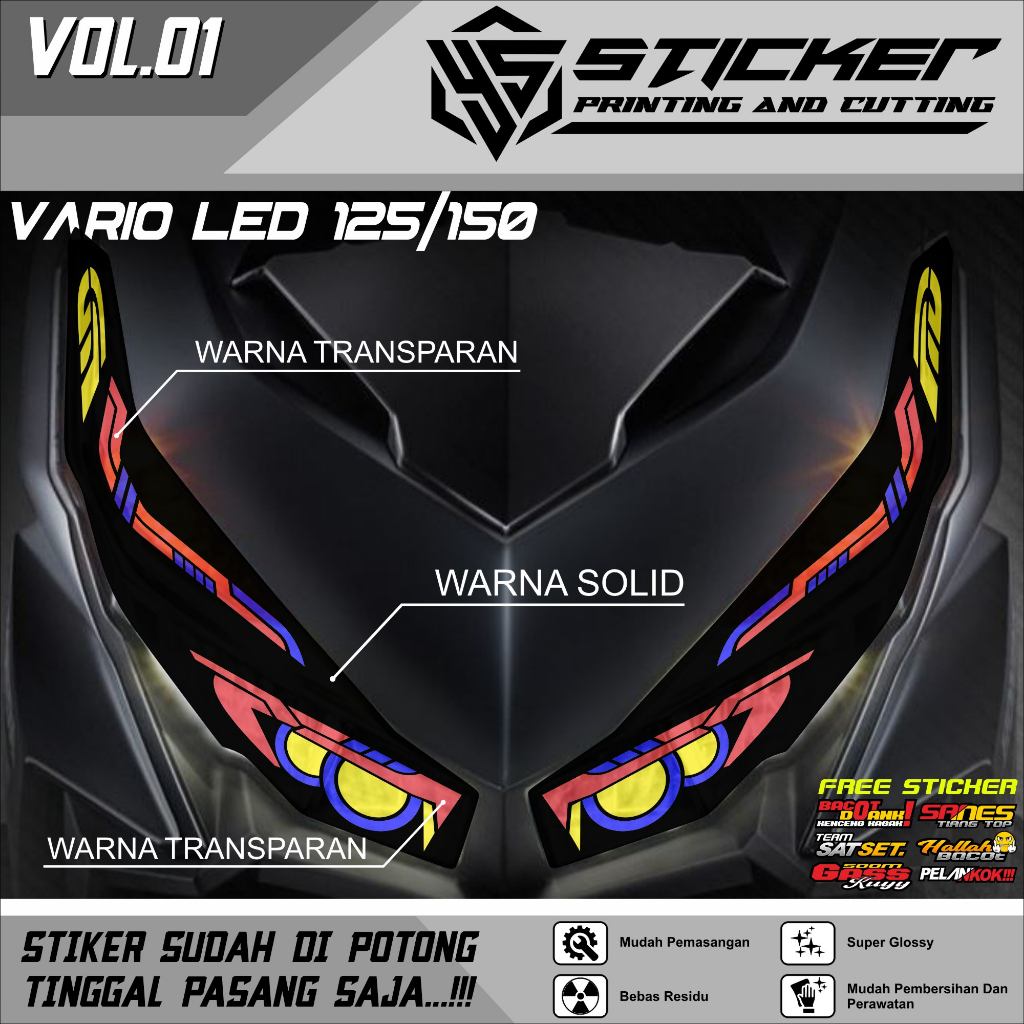 STIKER Alis lampu vario Led 2017-2019 - variasi lampu alis vario Led 125/150. Vol - 01