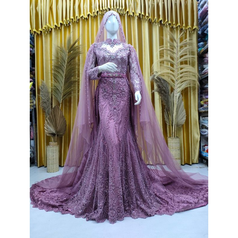 kebaya pengantin span duyung full Payet ada ekor)