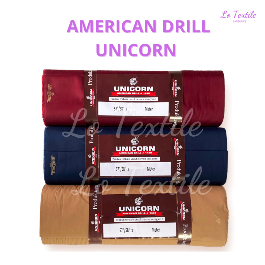Kain American Drill Unicorn 0.5 Meter - Bahan Kain Celana Formal Kantor Seragam PDL Premium