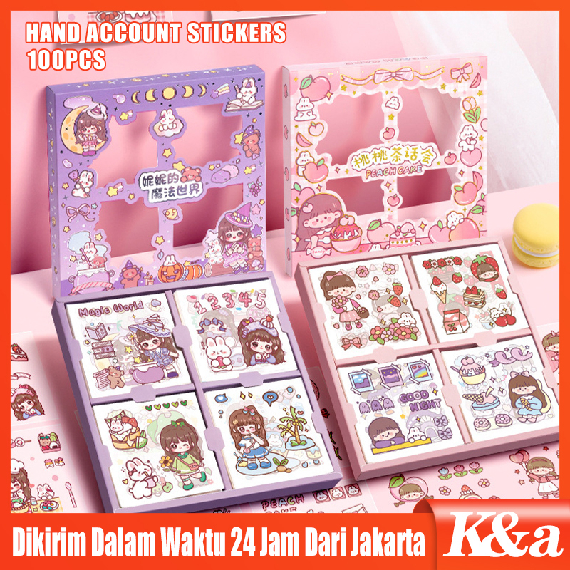 

100 Lembar NINI-Motif Kartun Korea Lucu Anti Air /Dekorasi Handbook Scrapbook DIY/Stiker kartun tahan air PET