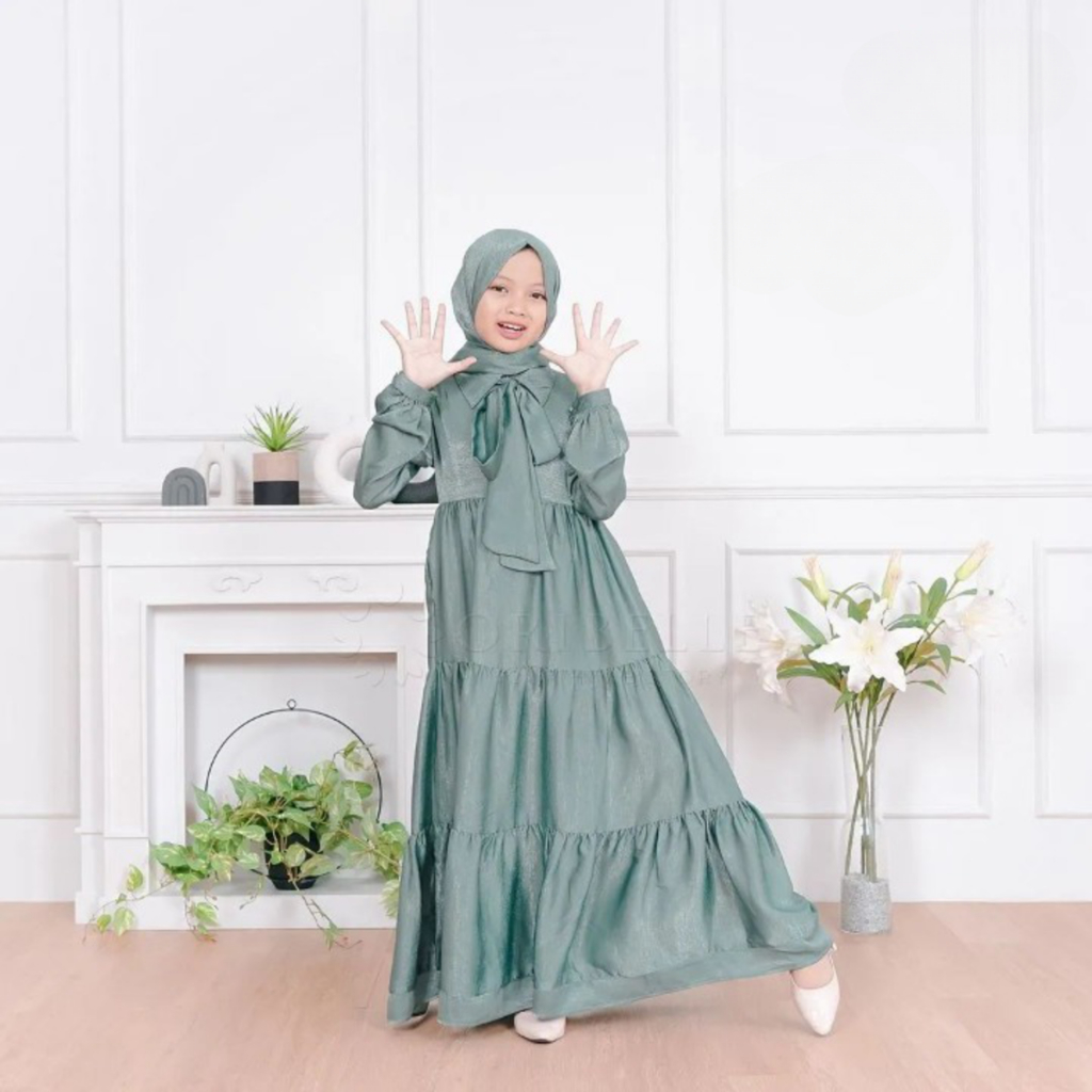 Bajurancak Baju Gamis Anak Tanggung Perempuan Terbagus Kekinian 2023 Usia 10 11 12 13 Tahun Melody Dress Pakaiam Muslim Anak Perempuan Terbaru Bahan Santorini Silk Baju Muslim anak Cewek Kekinian Fashion anak