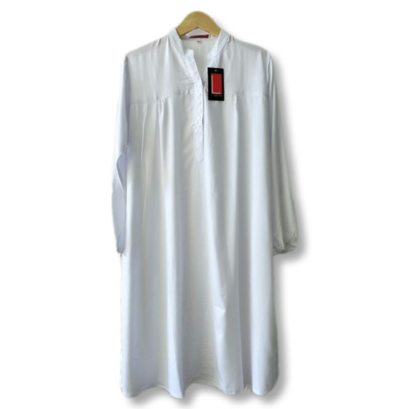 tunik katun rayon polos jumbo warna putih