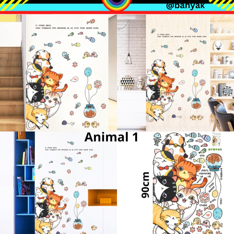 WALLSTICKER WALL STIKER STICKER SETIKER DINDING HIASAN TEMPELAN DEKORASI RUMAH PINTU ANIMAL 1 KACA RUANG TIDUR TAMU ANAK ANAK COWOK CEWEK PREMPUAN DEKOR LEMARI TANGGA WALLSTIKER WALSTICKER MOTIF CAT KUCING LUCU KEKINIAN KADO UNIK ULANG TAHUN @banyak