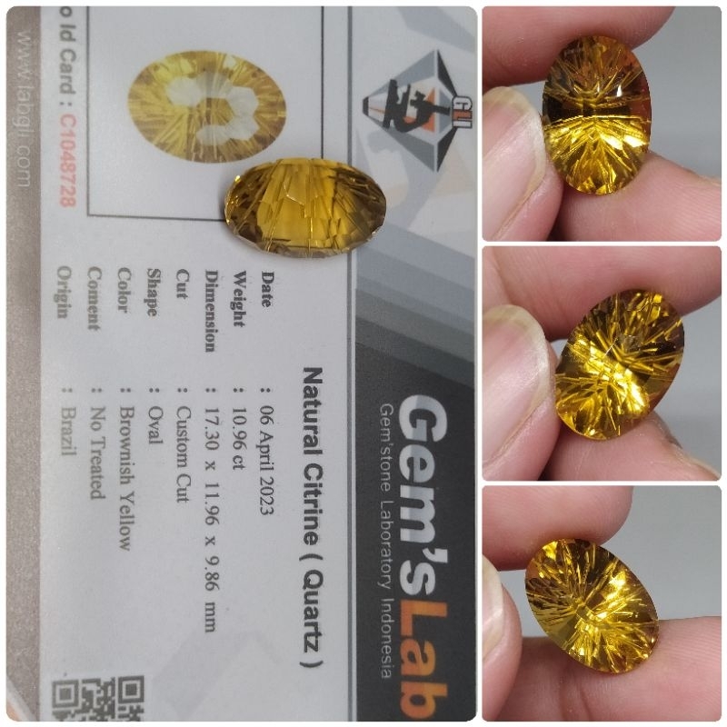 Natural Citrine Quartz 10 ct Oval Cut memo GLI Top Luster