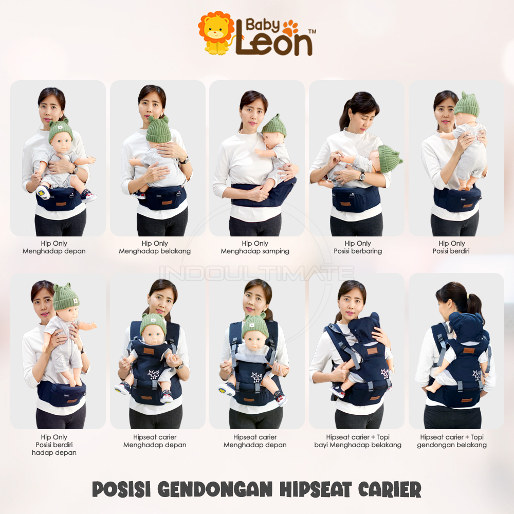 Gendongan depan 5in1 Way BABY LEON Hipseat Gendongan Bayi model terbaru 2023 BY-411 Gendongan Anak Depan Multifungsi Gendongan Anti Capek Baby Carrier Gendongan Multifungsi Gendongan Samping