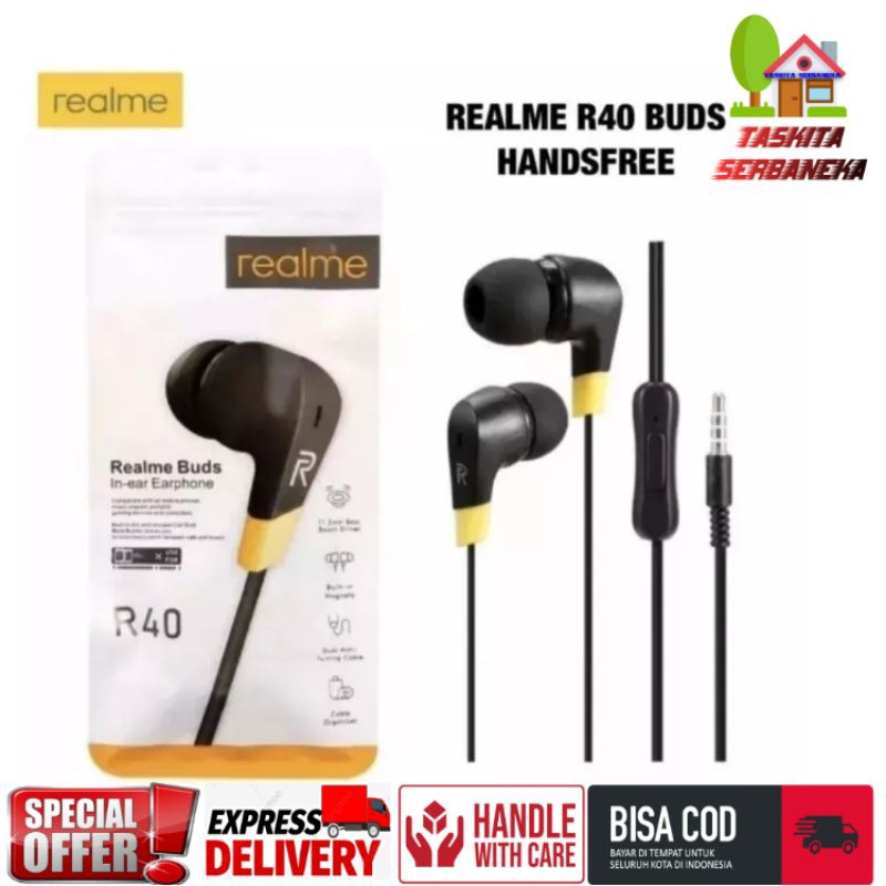 Headset Realme R40 Stereo Bass - Handsfree REALME R40 Xtra Stereo Sounds