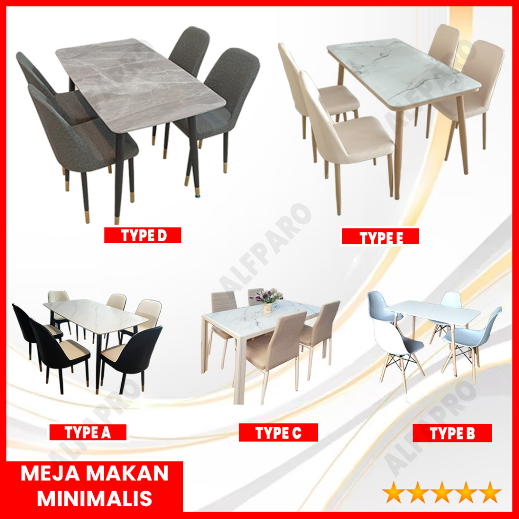 Meja Makan Kaca Motif Marmer