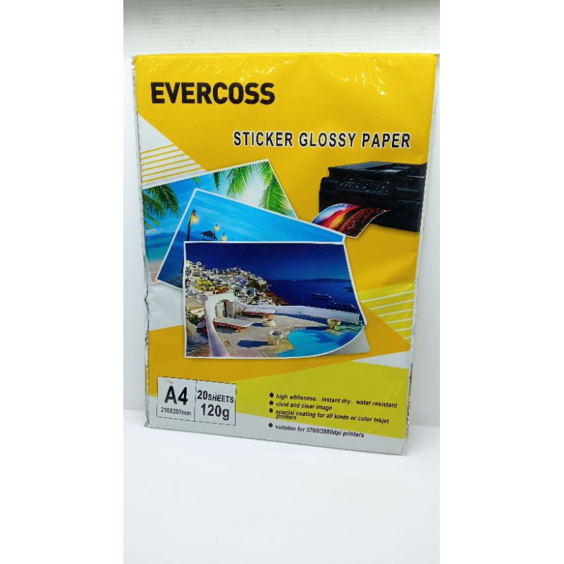 

EVERCOSS STICKER GLOSSY PAPER 120 G 20 SHEETS
