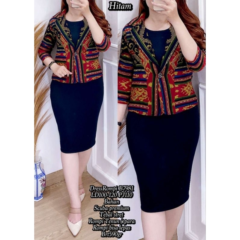 Dress Rompi Jumbo B7981 Scuba Combi Tenun Imp