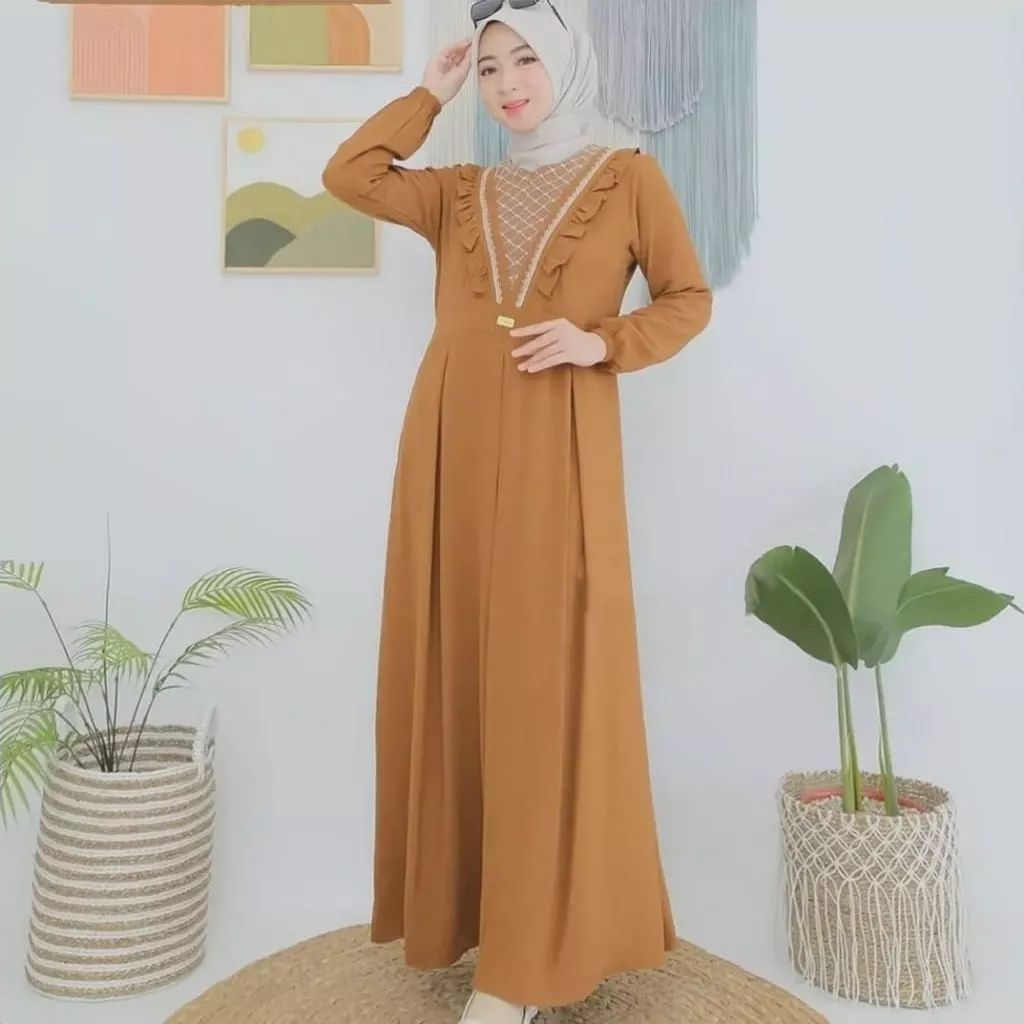 MONACO DRESS GAMIS CRINKLE AIRFLOW PREMIUM DRESS WANITA TERBARU 2023 GAMIS WANITA BAHAN CRINGKLE APLIKASI BORDIR MEWAH