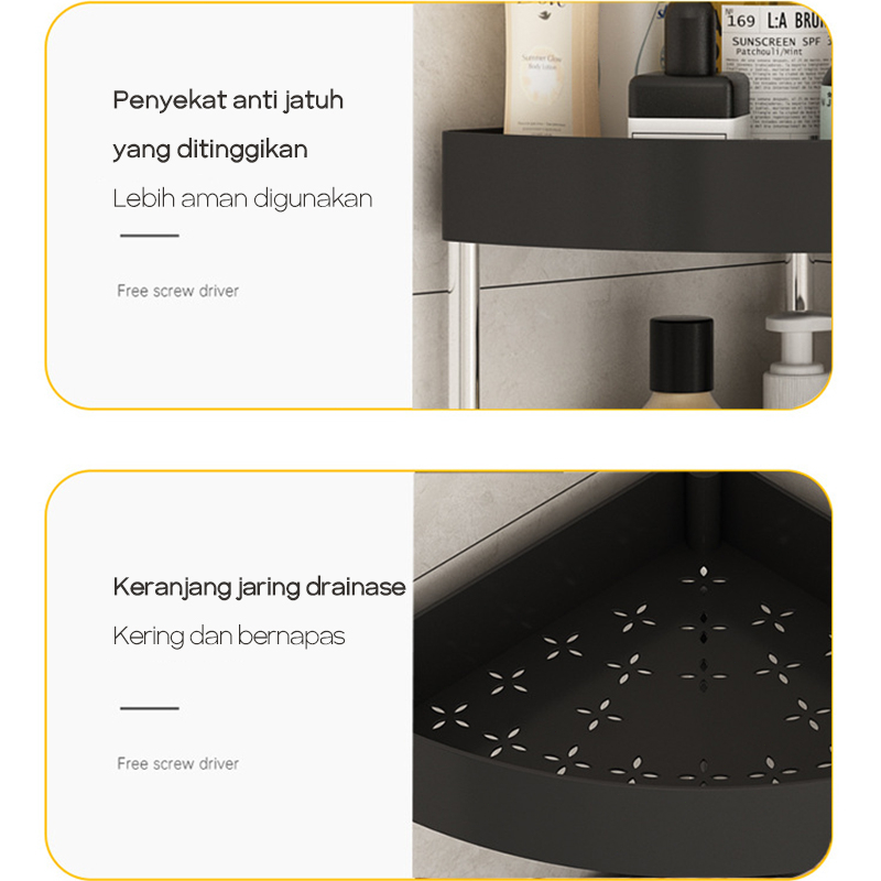 MYN Mall Triangle rak dapur rak troli rak toilet rak serbaguna 2/3/4 susun dengan roda / Rak troli plastik rak toilet rak kamar mandi rak dapur serbaguna dengan roda