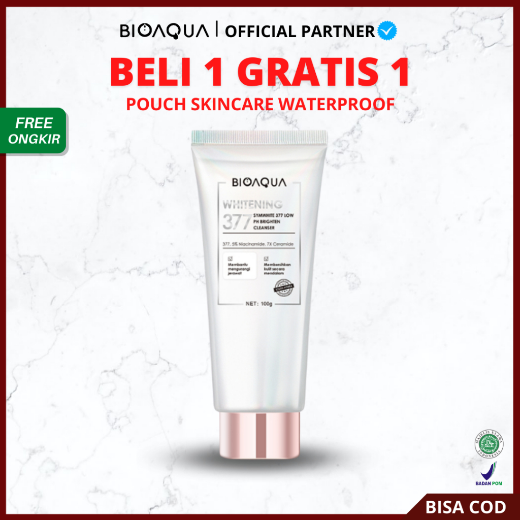 [ FREE GIFT ] BIOAQUA Facial Wash SymWhite 377 Low PH Brightening Cleanser - Sabun Cuci Muka Pencerah Pembersih Wajah BPOM