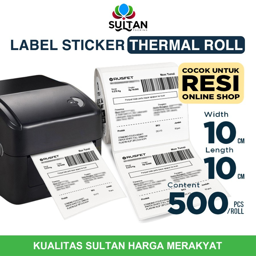 

Label Sticker THERMAL ROLL Resi Online Shop 10x10cm 500pcs Rusfet