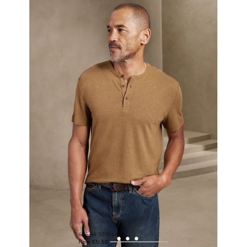 BR henley kaos  linen blend