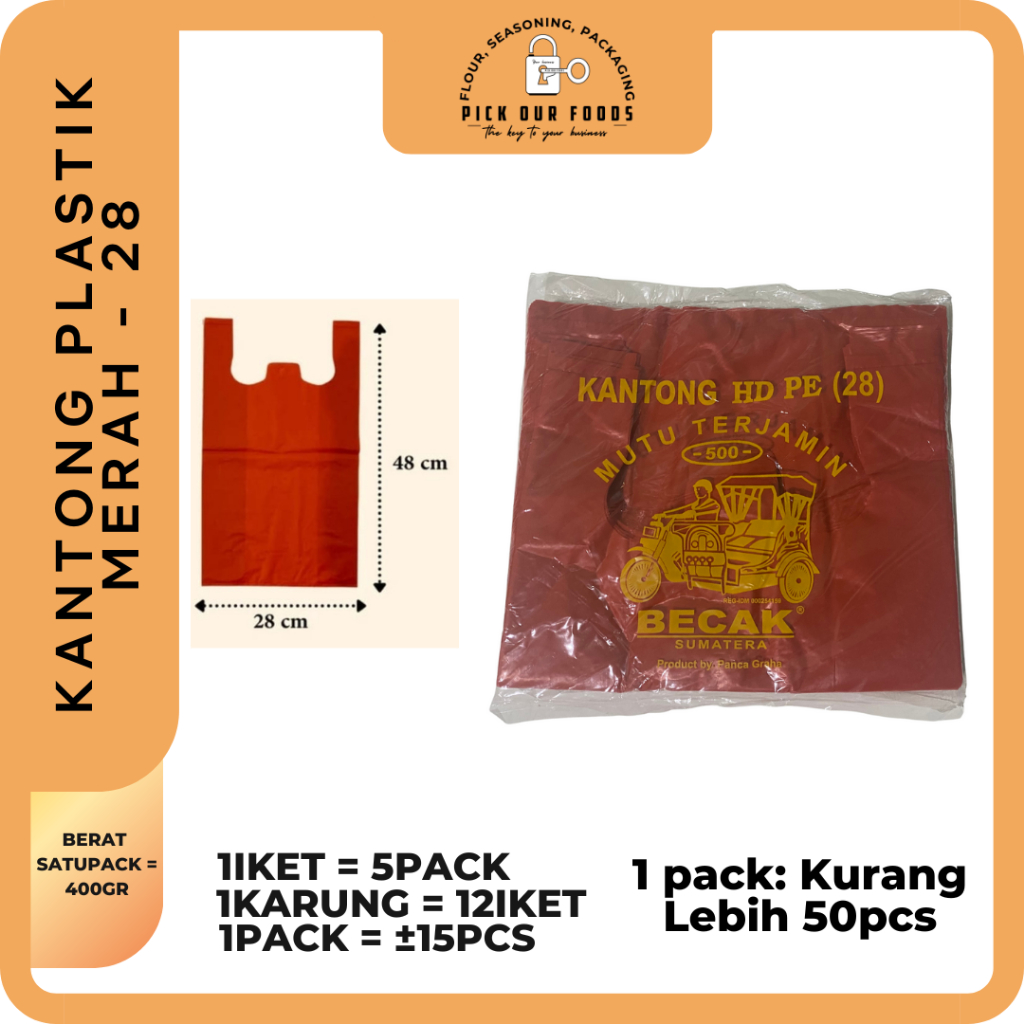 Kantong Plastik Merah | Kantong Kresek Merah uk 17, 24, 28, 35, 40 dan 50